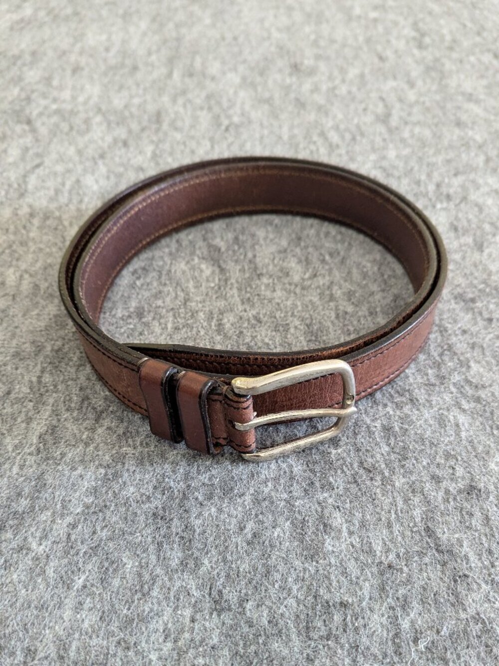 Dockers Mens Genuine Leather Belt Brown Silver Buckle Casual Size 44